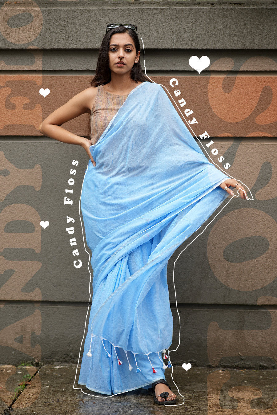 Ice Blue Candy (Mulmul Cotton Saree)