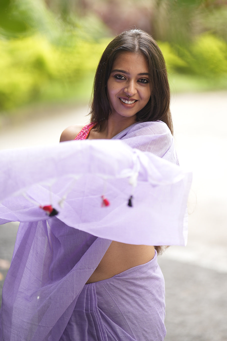 Purple (Mulmul Cotton Saree)