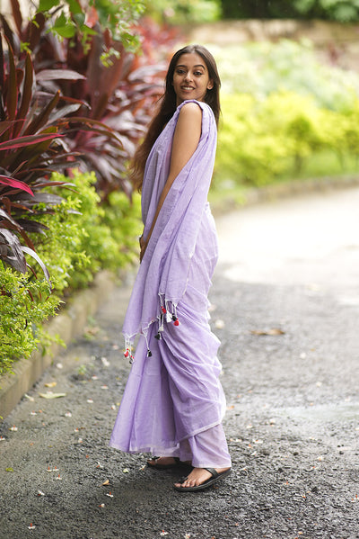 Purple (Mulmul Cotton Saree)