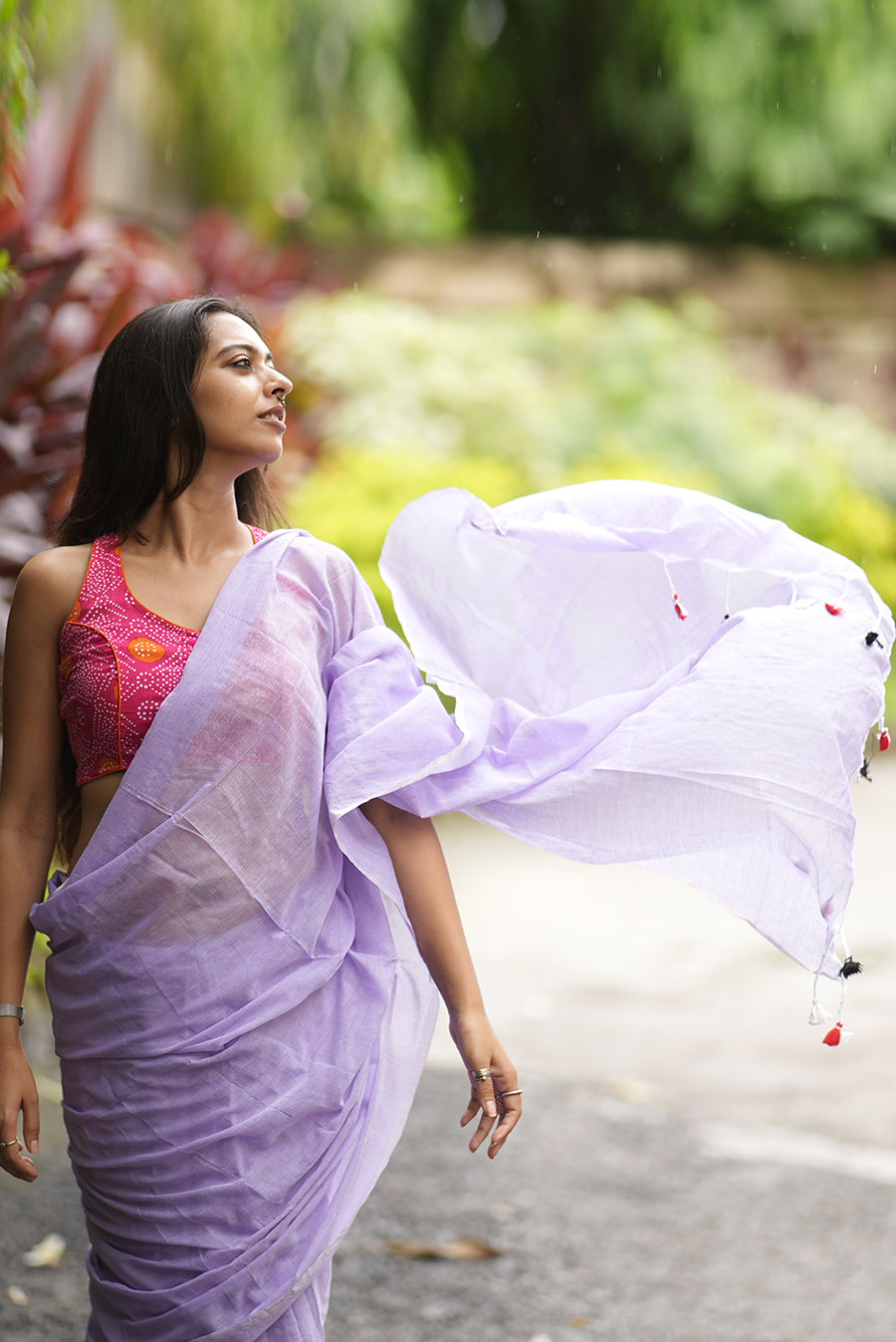 Purple (Mulmul Cotton Saree)