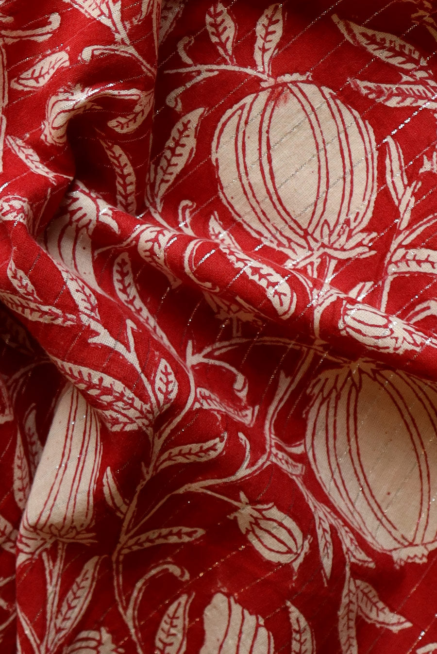 Block Printed Red (Cotton per meter)