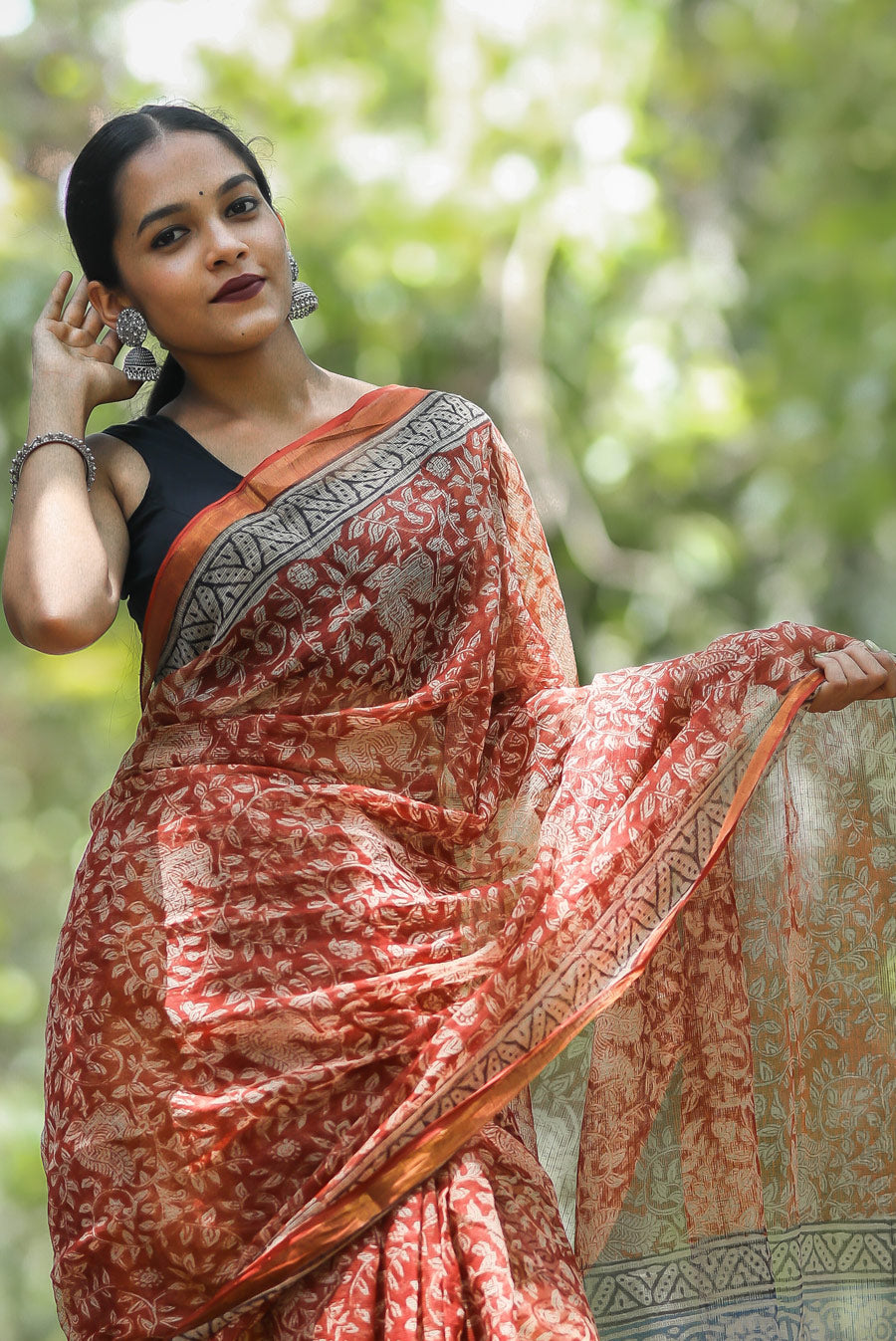 Beautiful Pure Chiffon Stavan Gerua Saree